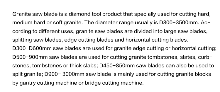 Diamond circular blade for granite cutting