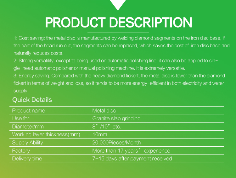 stone grinding tools, metal disc for granite slab, stone surface grinding and polishing tools