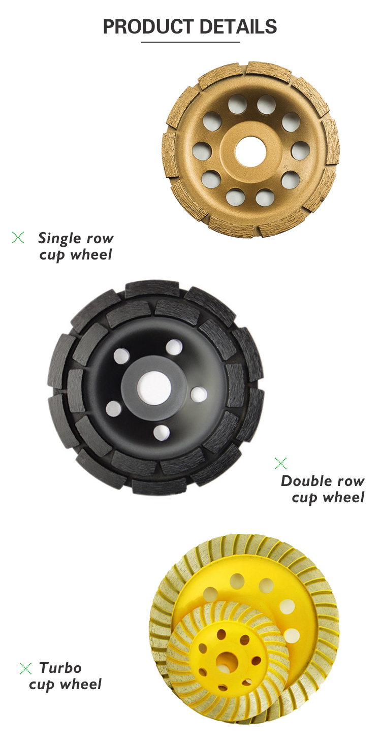 single row cup wheel, turbo cup wheel, double row cup wheels